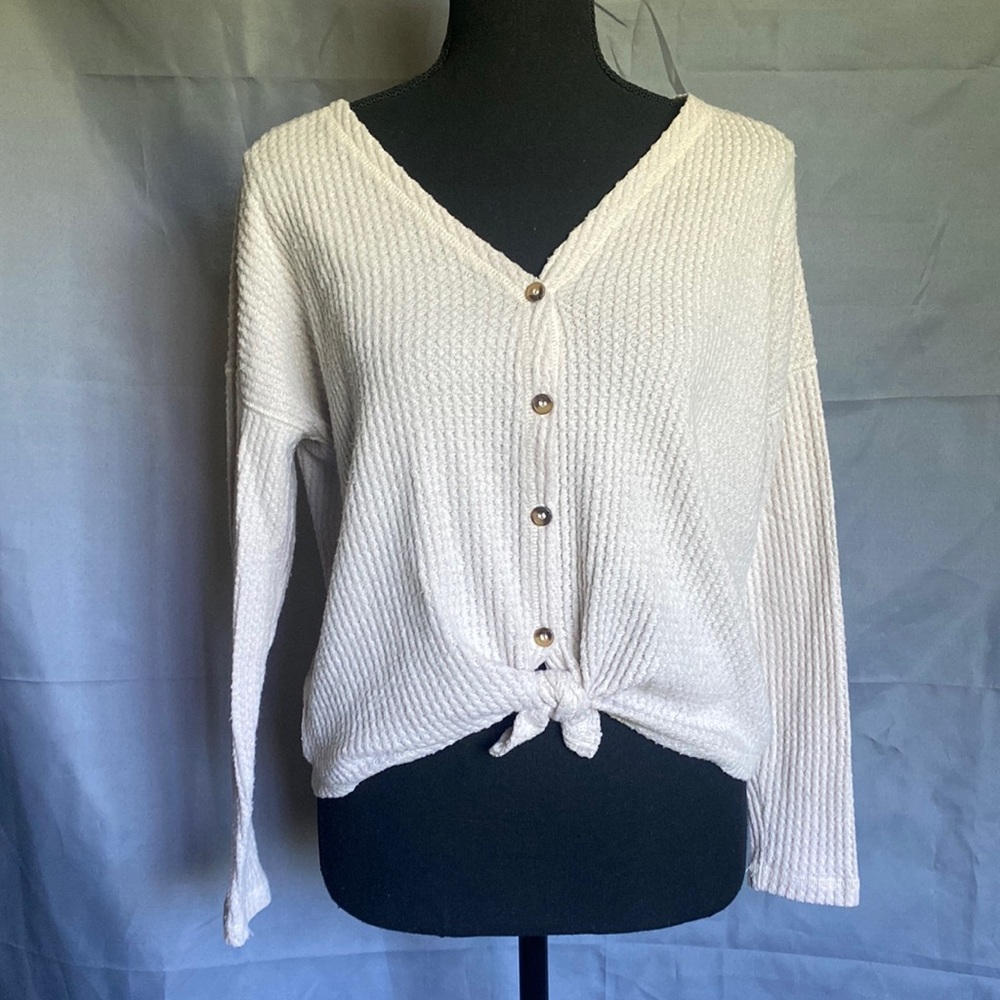 American Eagle Extra Small Button Up Tan Beige Sw… - image 1